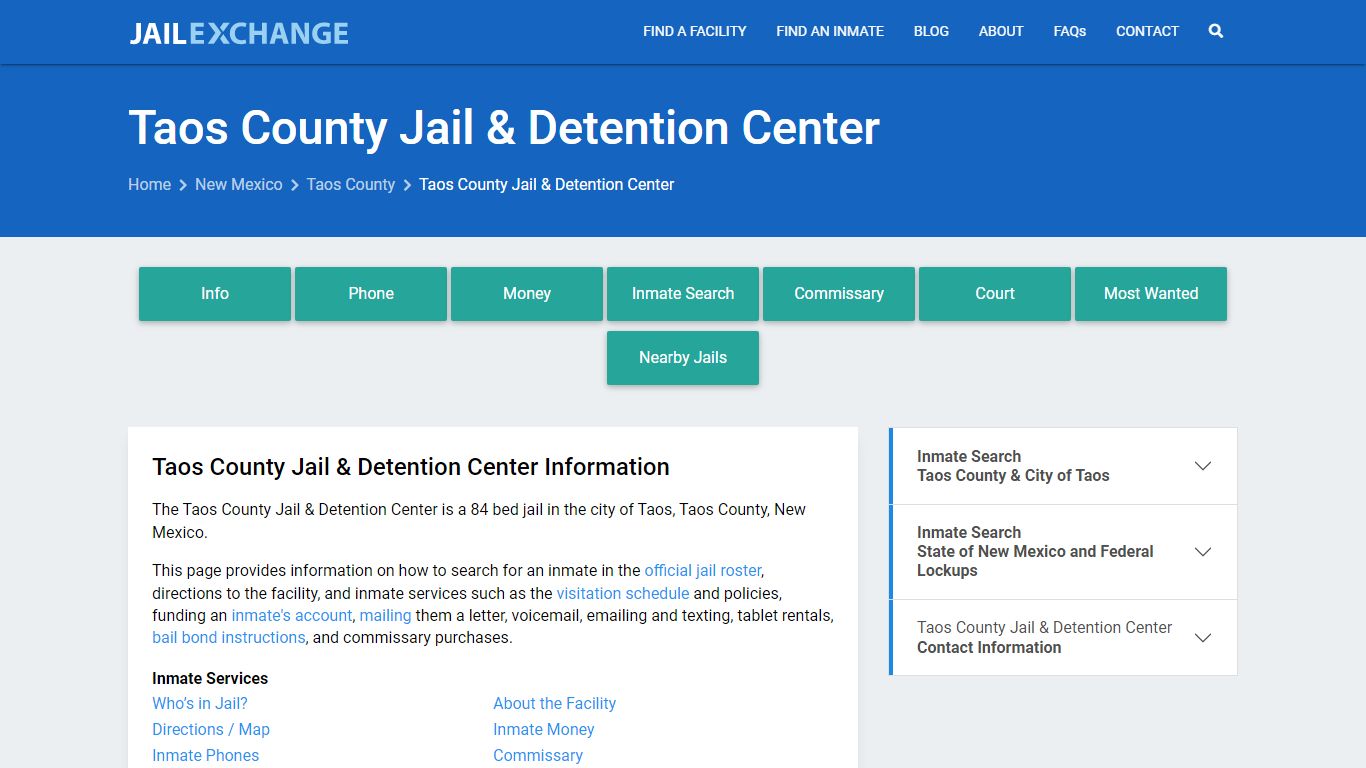 Taos County Jail & Detention Center - Jail Exchange